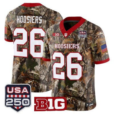 Men's Indiana Hoosiers 2026 Salute to Service Vapor Limited Jersey - Stitched - Camo / #26 Hoosiers