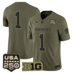 Men's Indiana Hoosiers 2026 Salute to Service Vapor Limited Jersey - Stitched - Olive / #1 Team