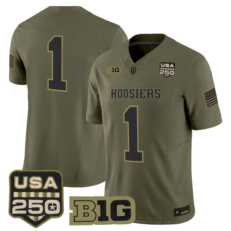Men's Indiana Hoosiers 2026 Salute to Service Vapor Limited Jersey - Stitched - Olive / #1 Team