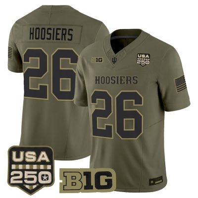 Men's Indiana Hoosiers 2026 Salute to Service Vapor Limited Jersey - Stitched - Olive / #26 Hoosiers