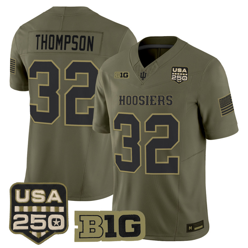 Men's Indiana Hoosiers 2026 Salute to Service Vapor Limited Jersey - Stitched - Olive / Anthony Thompson