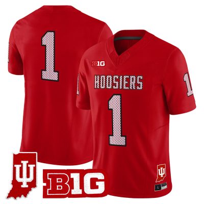Men's Indiana Hoosiers 90s Throwback Vapor Limited Jersey - Indiana State Patch - Red / #1 Team