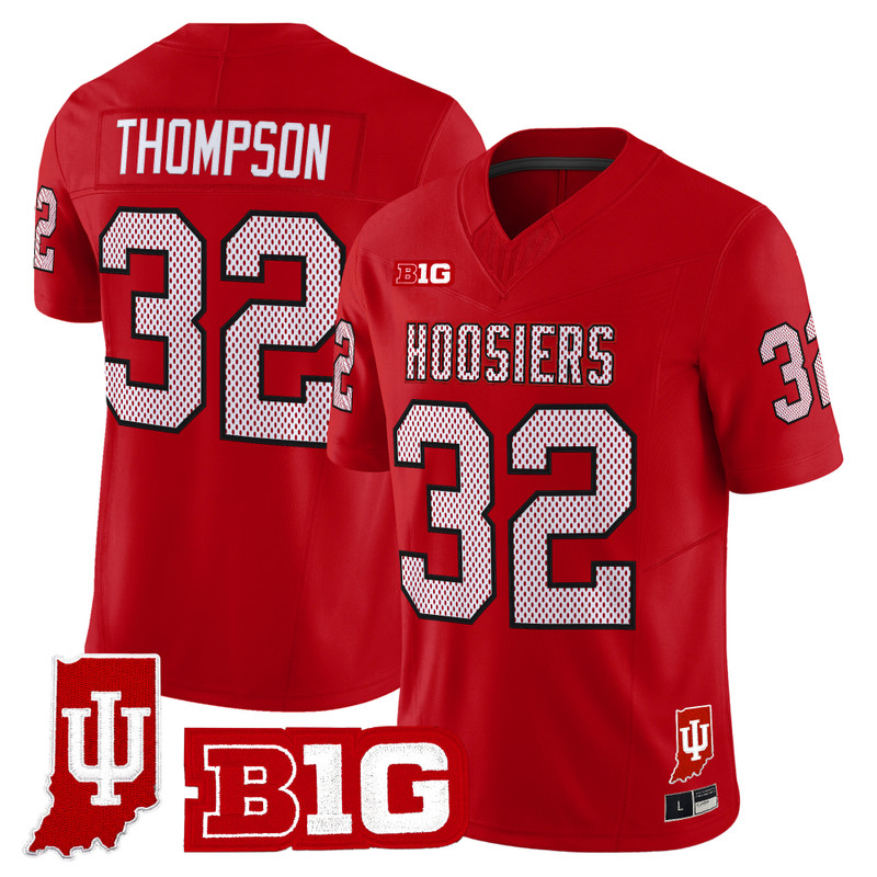 Men's Indiana Hoosiers 90s Throwback Vapor Limited Jersey - Indiana State Patch - Red / Anthony Thompson