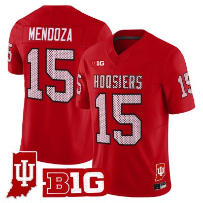 Men's Indiana Hoosiers 90s Throwback Vapor Limited Jersey - Indiana State Patch - Red / Fernando Mendoza