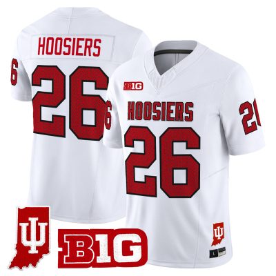Men's Indiana Hoosiers 90s Throwback Vapor Limited Jersey - Indiana State Patch - White / #26 Hoosiers
