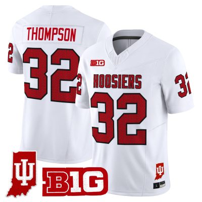 Men's Indiana Hoosiers 90s Throwback Vapor Limited Jersey - Indiana State Patch - White / Anthony Thompson