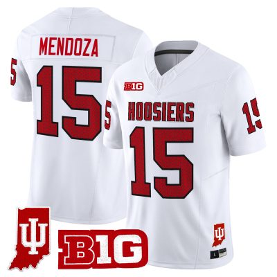Men's Indiana Hoosiers 90s Throwback Vapor Limited Jersey - Indiana State Patch - White / Fernando Mendoza