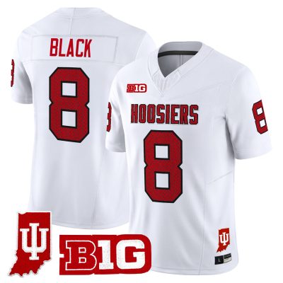 Men's Indiana Hoosiers 90s Throwback Vapor Limited Jersey - Indiana State Patch - White / Kaelon Black