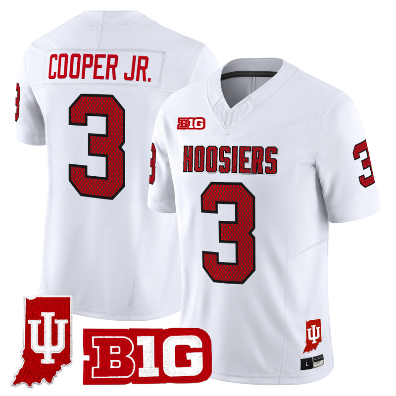 Men's Indiana Hoosiers 90s Throwback Vapor Limited Jersey - Indiana State Patch - White / Omar Cooper Jr.