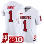 Men's Indiana Hoosiers 90s Throwback Vapor Limited Jersey - Indiana State Patch - White / Roman Hemby