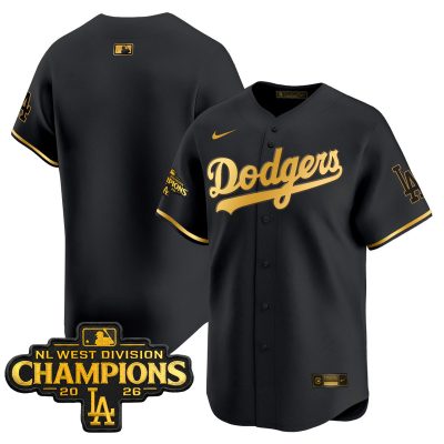 Men's Los Angeles Dodgers NL West Division Champions Patch Vapor Premier Limited Jersey - Black Gold / Team