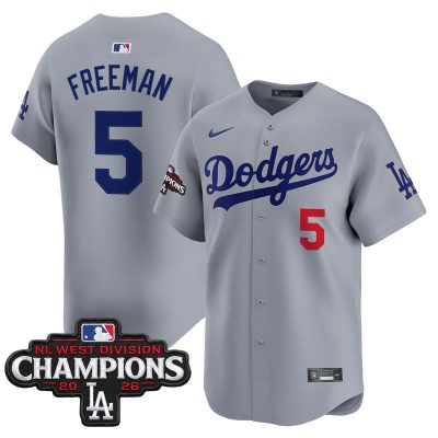 Men's Los Angeles Dodgers NL West Division Champions Patch Vapor Premier Limited Jersey - Gray / Freddie Freeman