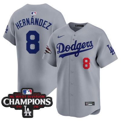 Men's Los Angeles Dodgers NL West Division Champions Patch Vapor Premier Limited Jersey - Gray / Kike Hernandez