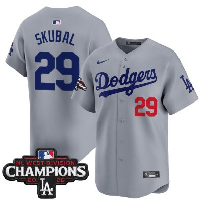 Men's Los Angeles Dodgers NL West Division Champions Patch Vapor Premier Limited Jersey - Gray / Tarik Skubal