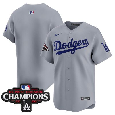 Men's Los Angeles Dodgers NL West Division Champions Patch Vapor Premier Limited Jersey - Gray / Team