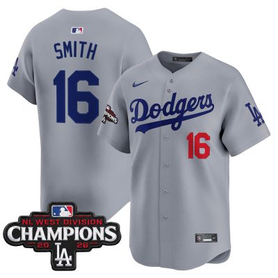 Men's Los Angeles Dodgers NL West Division Champions Patch Vapor Premier Limited Jersey - Gray / Will Smith
