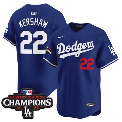 Men's Los Angeles Dodgers NL West Division Champions Patch Vapor Premier Limited Jersey - Royal / Clayton Kershaw