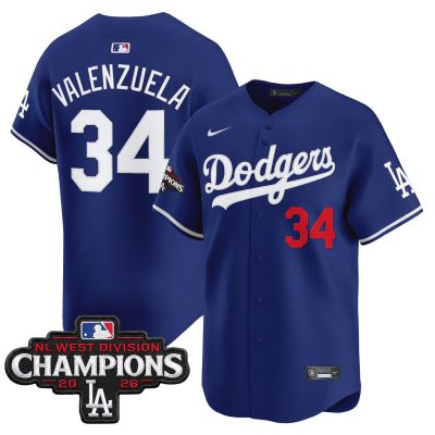 Men's Los Angeles Dodgers NL West Division Champions Patch Vapor Premier Limited Jersey - Royal / Fernando Valenzuela