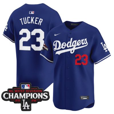 Men's Los Angeles Dodgers NL West Division Champions Patch Vapor Premier Limited Jersey - Royal / Kyle Tucker