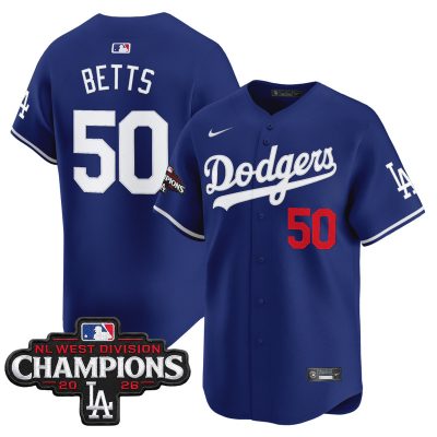 Men's Los Angeles Dodgers NL West Division Champions Patch Vapor Premier Limited Jersey - Royal / Mookie Betts