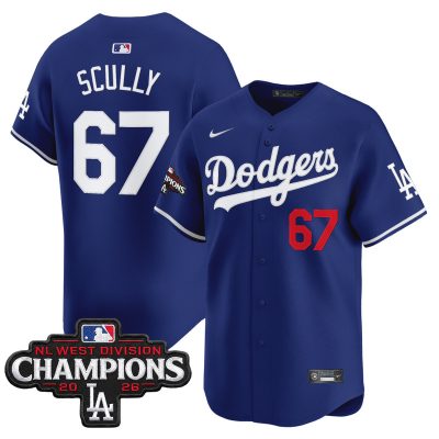 Men's Los Angeles Dodgers NL West Division Champions Patch Vapor Premier Limited Jersey - Royal / Vin Scully