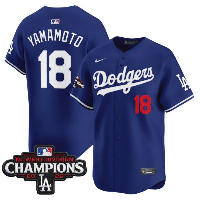 Men's Los Angeles Dodgers NL West Division Champions Patch Vapor Premier Limited Jersey - Royal / Yamamoto