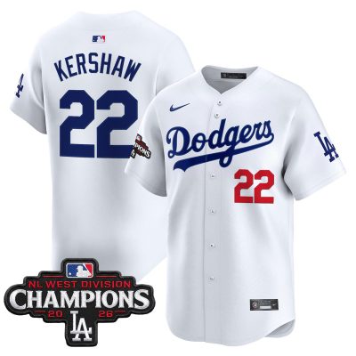 Men's Los Angeles Dodgers NL West Division Champions Patch Vapor Premier Limited Jersey - White / Clayton Kershaw