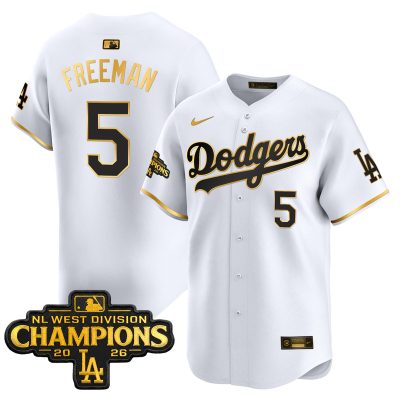 Men's Los Angeles Dodgers NL West Division Champions Patch Vapor Premier Limited Jersey - White Gold / Freddie Freeman