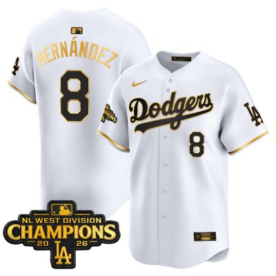 Men's Los Angeles Dodgers NL West Division Champions Patch Vapor Premier Limited Jersey - White Gold / Kike Hernandez