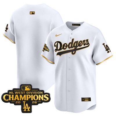 Men's Los Angeles Dodgers NL West Division Champions Patch Vapor Premier Limited Jersey - White Gold / Team