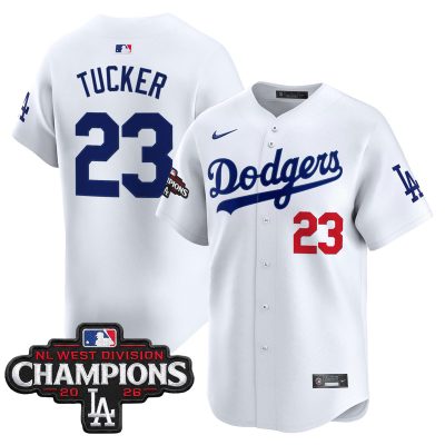 Men's Los Angeles Dodgers NL West Division Champions Patch Vapor Premier Limited Jersey - White / Kyle Tucker