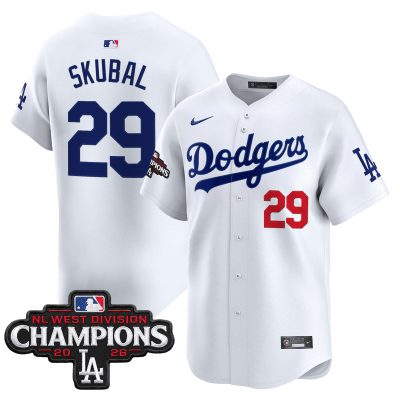 Men's Los Angeles Dodgers NL West Division Champions Patch Vapor Premier Limited Jersey - White / Tarik Skubal