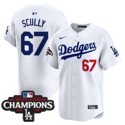 Men's Los Angeles Dodgers NL West Division Champions Patch Vapor Premier Limited Jersey - White / Vin Scully