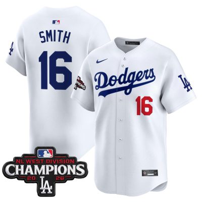 Men's Los Angeles Dodgers NL West Division Champions Patch Vapor Premier Limited Jersey - White / Will Smith