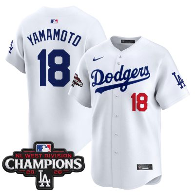 Men's Los Angeles Dodgers NL West Division Champions Patch Vapor Premier Limited Jersey - White / Yamamoto