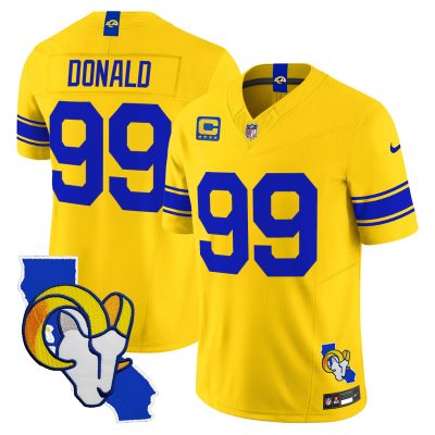 Men's Los Angeles Rams 2026 Alternate Vapor Limited Jersey - California Map - Classic Sol / Aaron Donald