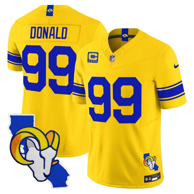 Men's Los Angeles Rams 2026 Alternate Vapor Limited Jersey - California Map - Classic Sol / Aaron Donald