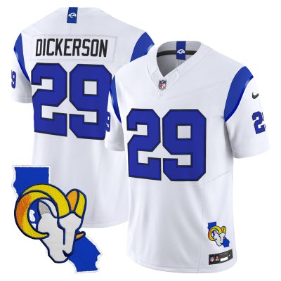 Men's Los Angeles Rams 2026 Alternate Vapor Limited Jersey - California Map - Fearsome White / Eric Dickerson