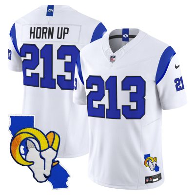 Men's Los Angeles Rams 2026 Alternate Vapor Limited Jersey - California Map - Fearsome White / Horn Up 213