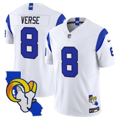 Men's Los Angeles Rams 2026 Alternate Vapor Limited Jersey - California Map - Fearsome White / Jared Verse