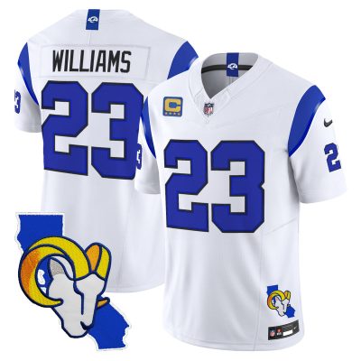Men's Los Angeles Rams 2026 Alternate Vapor Limited Jersey - California Map - Fearsome White / Kyren Williams