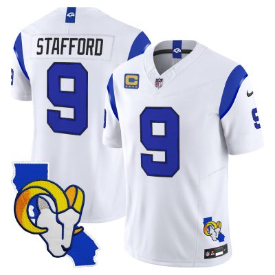 Men's Los Angeles Rams 2026 Alternate Vapor Limited Jersey - California Map - Fearsome White / Matthew Stafford