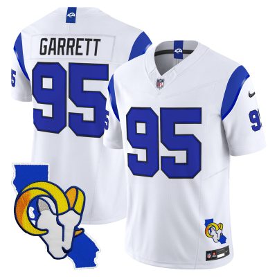 Men's Los Angeles Rams 2026 Alternate Vapor Limited Jersey - California Map - Fearsome White / Myles Garrett