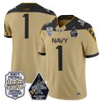 Men's Navy Midshipmen 'Jolly Rogers Edition' Vapor Limited Jersey - 100th Anniversary Patch - Gold / #1 Team