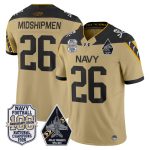 Men's Navy Midshipmen 'Jolly Rogers Edition' Vapor Limited Jersey - 100th Anniversary Patch - Gold / #26 Midshipmen