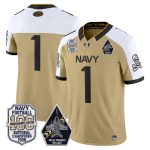 Men's Navy Midshipmen 'Jolly Rogers Edition' Vapor Limited Jersey - 100th Anniversary Patch - Gold Alternate / #1 Team