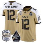 Men's Navy Midshipmen 'Jolly Rogers Edition' Vapor Limited Jersey - 100th Anniversary Patch - Gold Alternate / #12 Beat Army