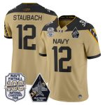 Men's Navy Midshipmen 'Jolly Rogers Edition' Vapor Limited Jersey - 100th Anniversary Patch - Gold / Roger Staubach