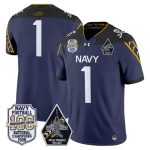 Men's Navy Midshipmen 'Jolly Rogers Edition' Vapor Limited Jersey - 100th Anniversary Patch - Navy / #1 Team