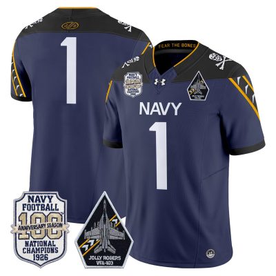 Men's Navy Midshipmen 'Jolly Rogers Edition' Vapor Limited Jersey - 100th Anniversary Patch - Navy / #1 Team
